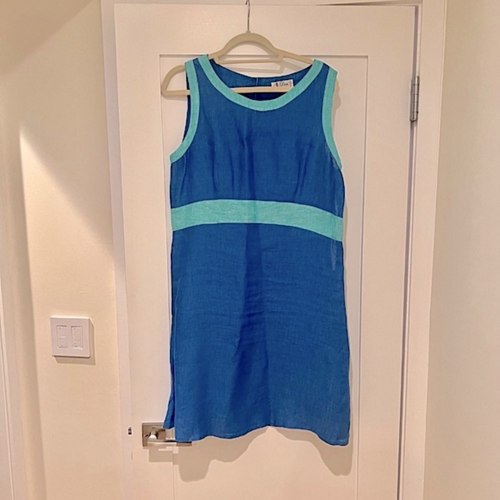 Boutique Dea Positano Italy Blue Linen Dress (L)